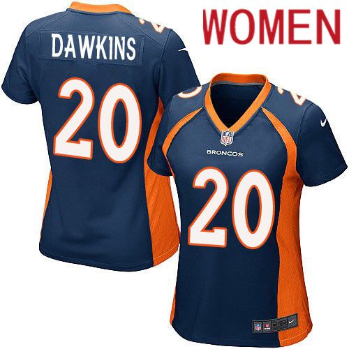 Women Denver Broncos 20 Brian Dawkins Navy Blue Nike Game Alternate NFL Jersey
